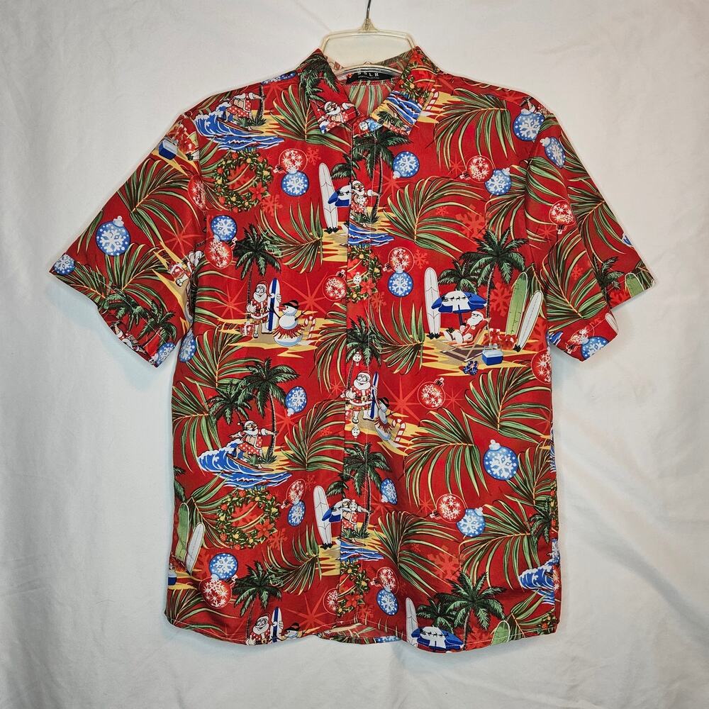 SSLR Men's Collection‎ Small Surfing Santa Short Sleeve Buttondown Shirt - Picture 2 of 6